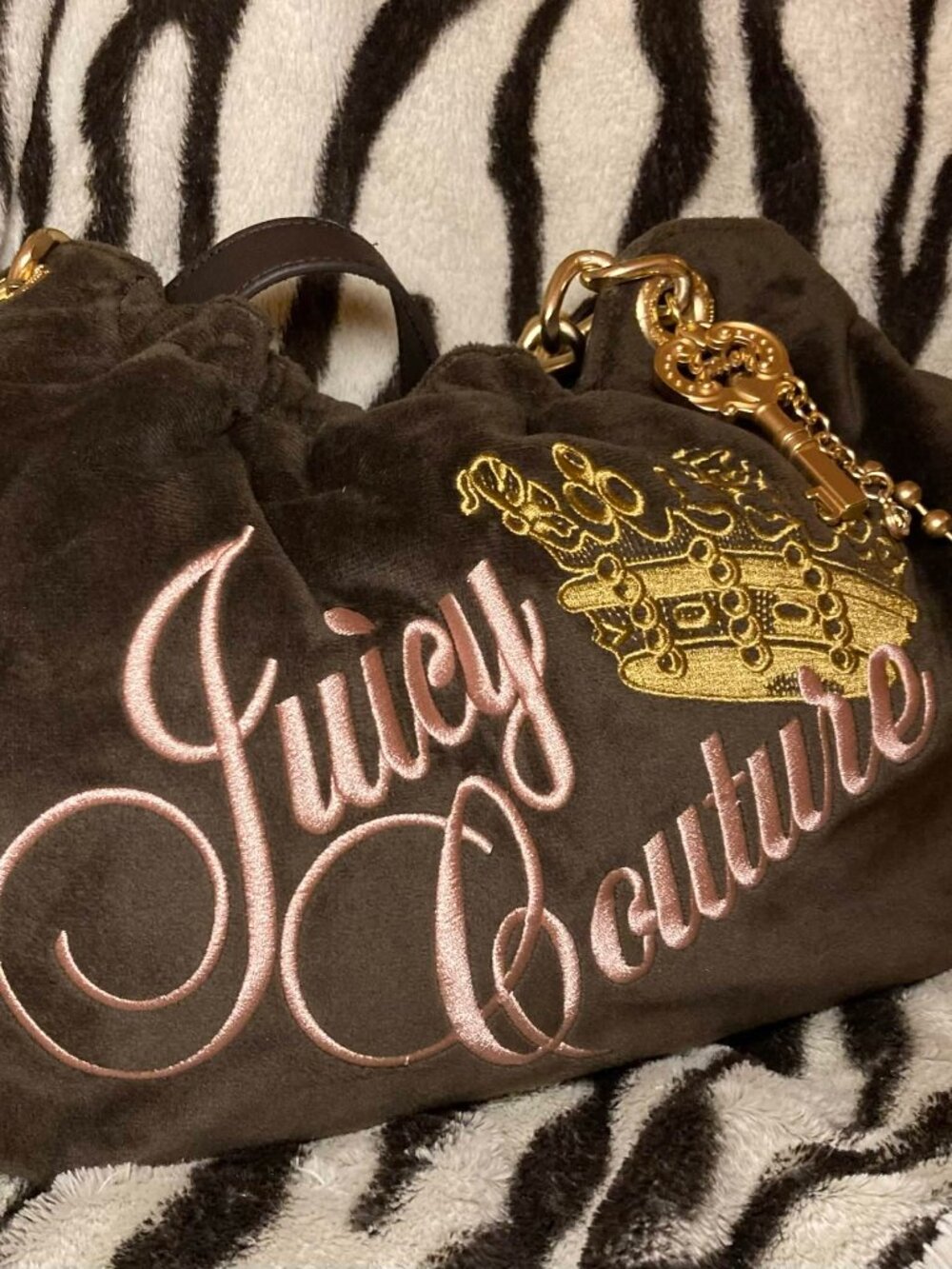 Brown and Pink Juicy Couture Hobo Bag